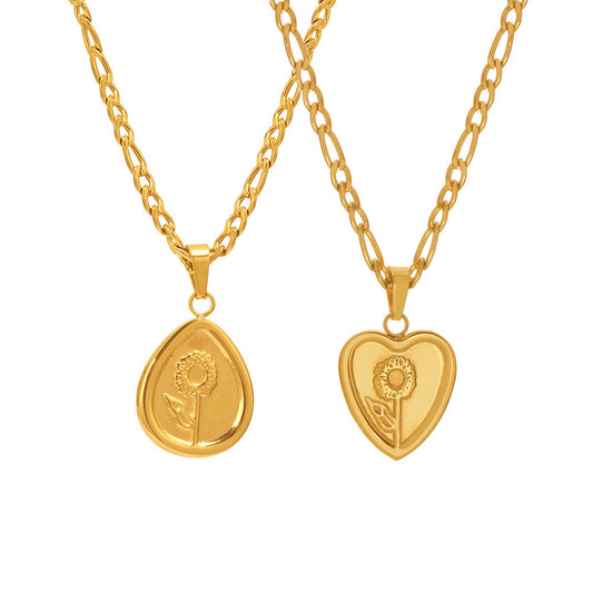 Flower pendant necklace – Minimalist design made of 18K gold-plated stainless steel or silver stainless steel look