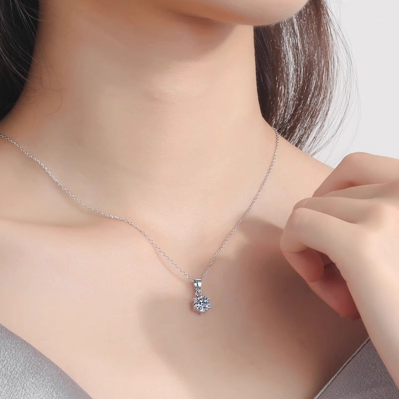 Moissanite pendant necklace | 0.5ct/1ct selectable - 925 sterling silver with rhodium plating