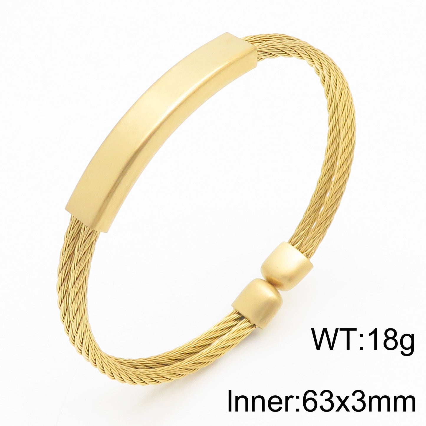 Open men's bracelet made of stainless steel – braided wire rope with twisted look
