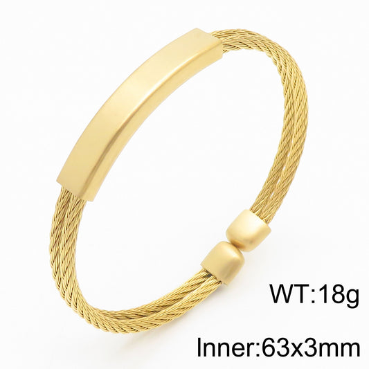 Open men's bracelet made of stainless steel – braided wire rope with twisted look