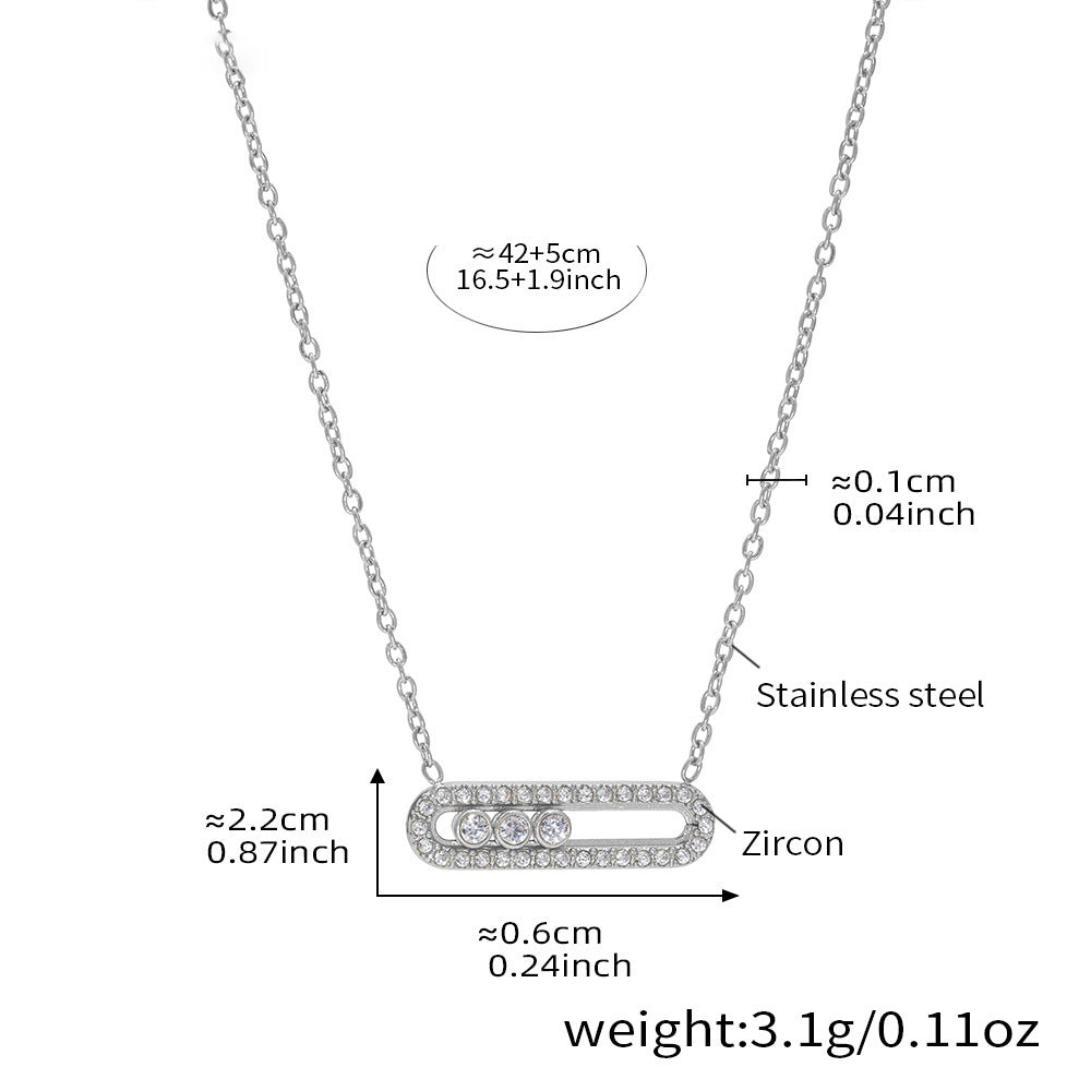 Sliding zirconia pendant – 18K real gold plating or stainless steel look