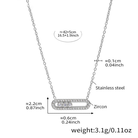 Sliding zirconia pendant – 18K real gold plating or stainless steel look