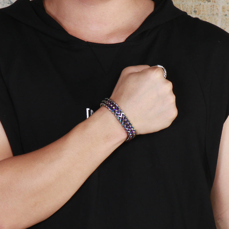 Titanium braided bracelet - two-row - simple men's jewelry