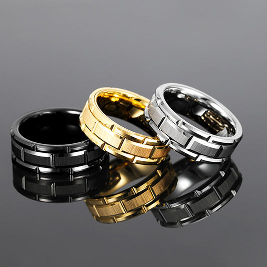 Wolframring mit Radfelgen-Design