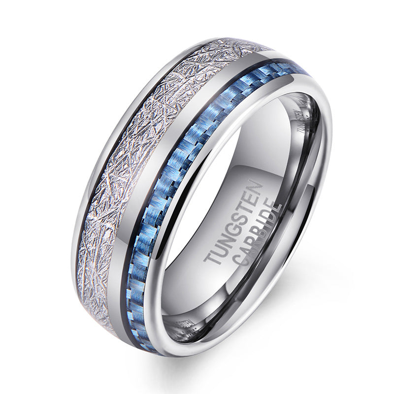 Wolframcarbid-Ring mit Gravur & Kühlfaser-Einlage – Innovatives Schmuckdesign