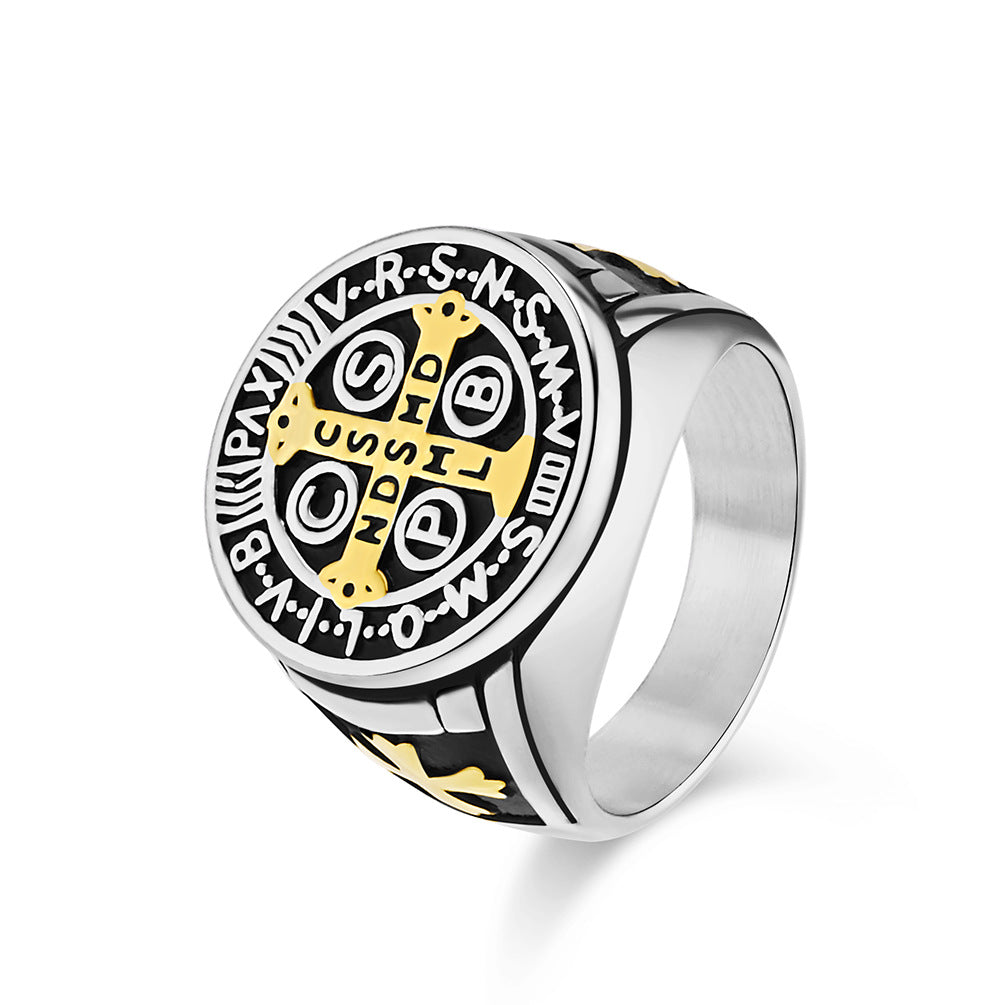 Gothic Cross Ring - Stainless Steel Men's Jewelry with Occult Design - Punk & Rock Accessory