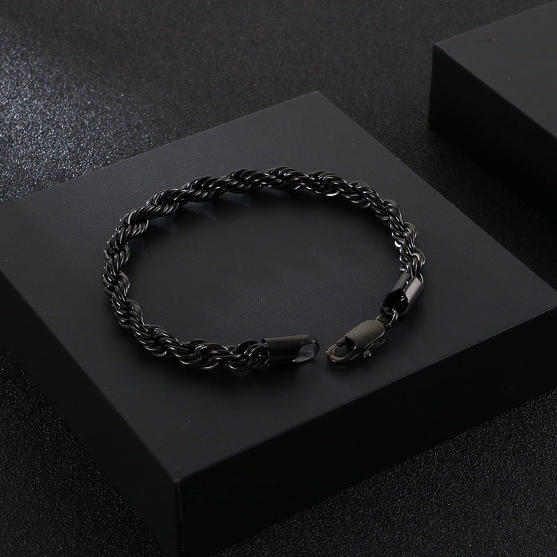 Men's bracelet made of 18k gold-plated stainless steel - braided twisted rope design