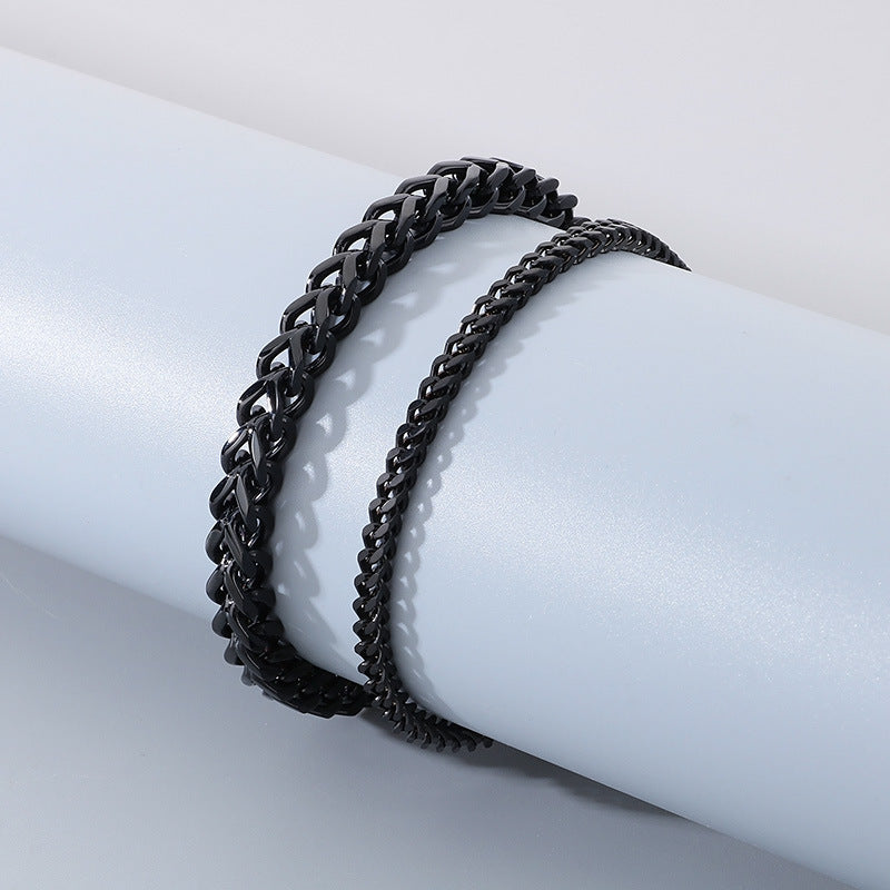 Minimalist Cuban chain bracelets for couples – with textured swirl pattern and high-gloss finish