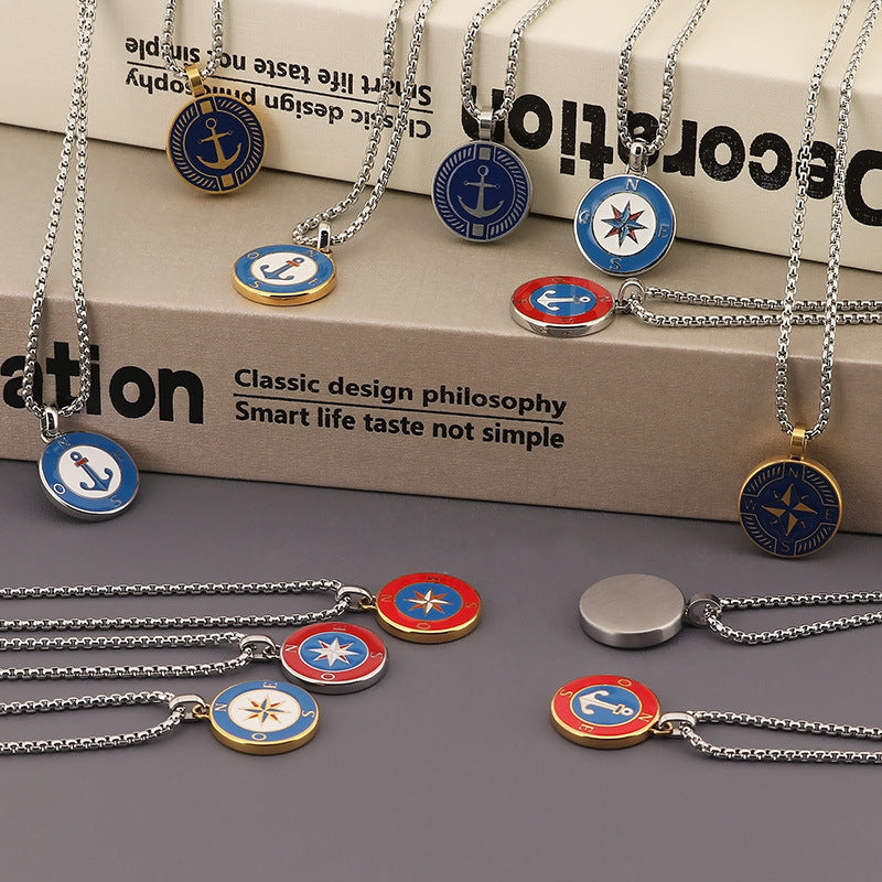 Maritime Couple Necklaces | Anchor & Compass Pendant - 316L Stainless Steel for Him & Her