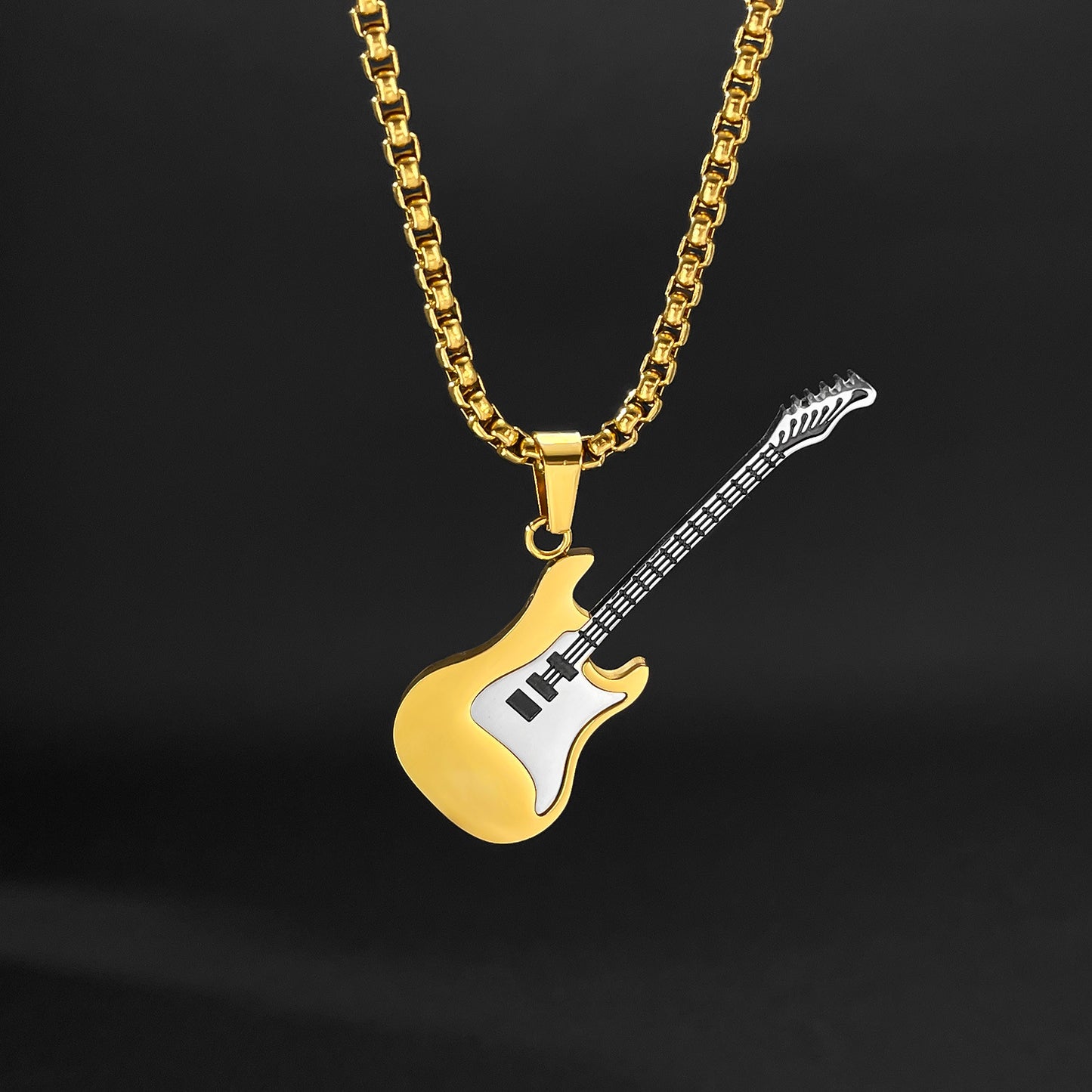 Hip-Hop Guitar Pendant Street Style – Classic Titanium Necklace for Men