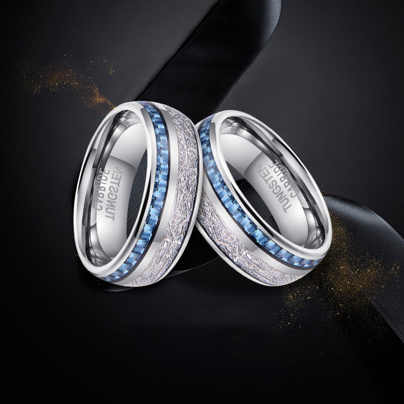 Wolframcarbid-Ring mit Gravur & Kühlfaser-Einlage – Innovatives Schmuckdesign