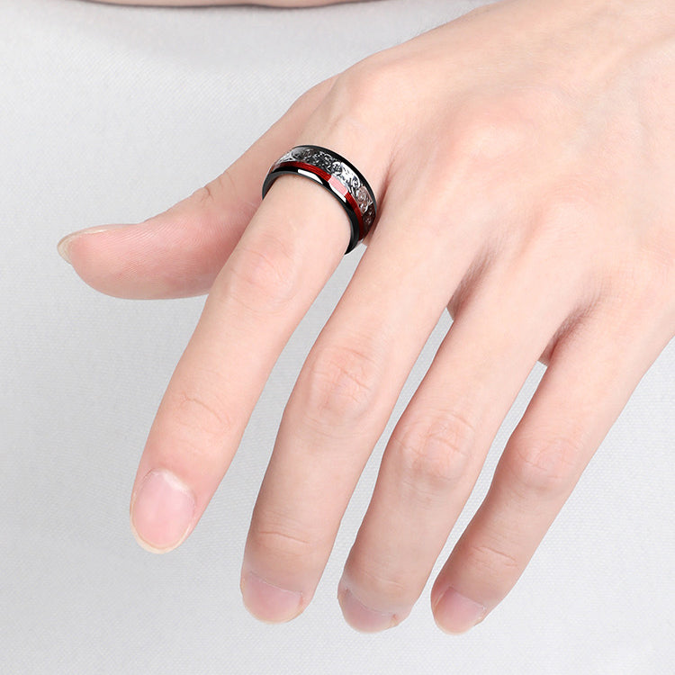 8mm Wolfram-Ring – Gebogene Form, Gitarrensaiten-Design, geschwärzt