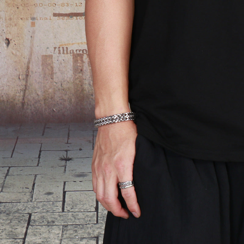 Titanium braided bracelet - two-row - simple men's jewelry
