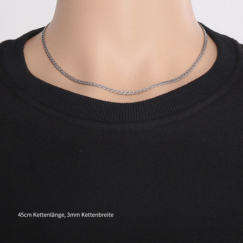 Minimalistische Edelstahl-Kubakette - Schlichte HipHop Halskette für Männer & Frauen - Robustes Cuban Link Chain Design