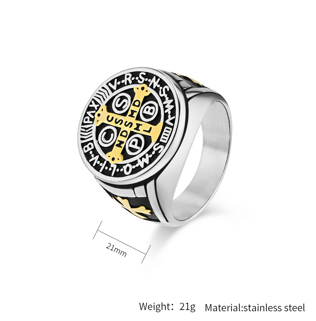 Gothic Cross Ring - Stainless Steel Men's Jewelry with Occult Design - Punk & Rock Accessory