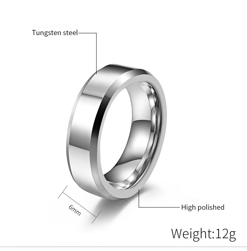 Wolframcarbid-Ring mit doppeltem Schrägschnitt – Hochglanz & Zeitlos