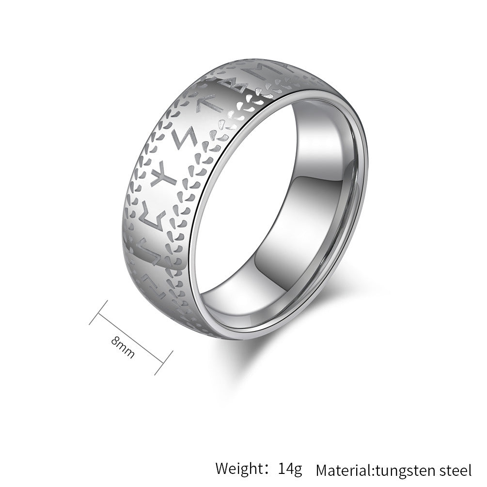 Nordischer Wikinger-Ring aus Wolfram – Mit alten Runen & cleanem Design