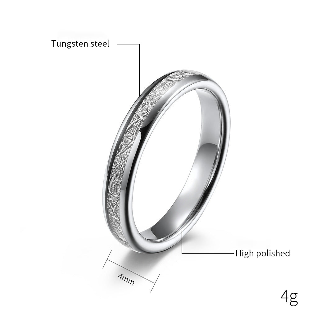 Geschwungener Wolframcarbid-Ring mit Kühlfaser-Einlage – Modernes Paarring-Set