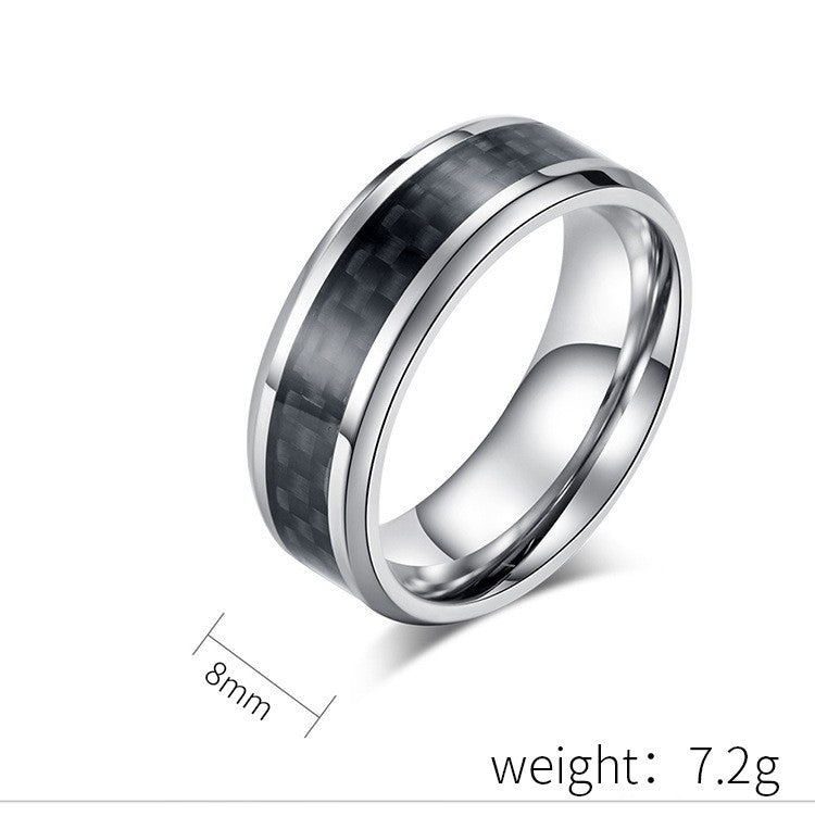 Titanium steel ring with carbon fiber - Modern men's jewelry - Lightweight & high-strength men's ring