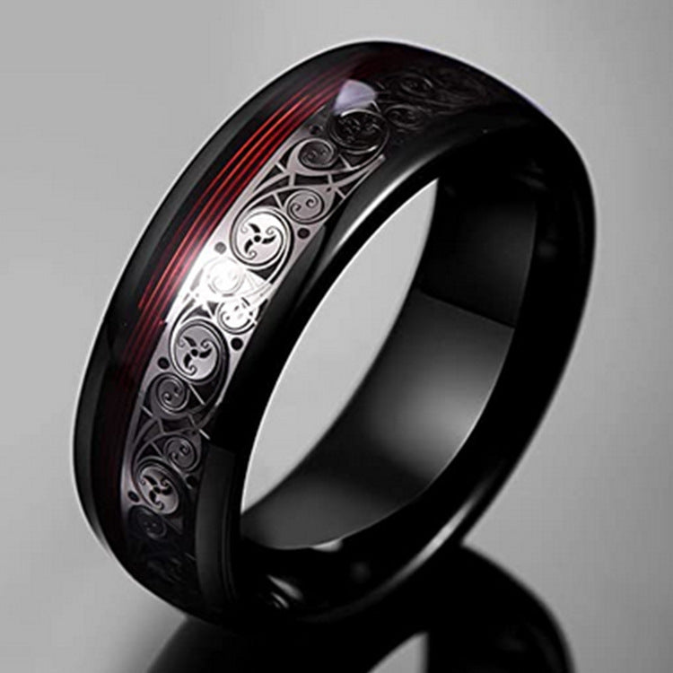 8mm Wolfram-Ring – Gebogene Form, Gitarrensaiten-Design, geschwärzt