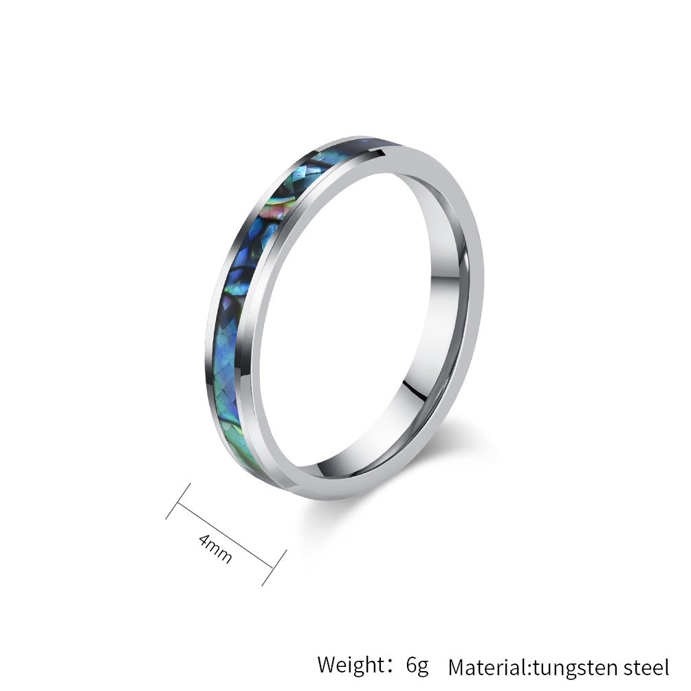 Wolframkarbid Paarringe mit Abalone-Einlage - Edle Partnerringe in Titanoptik - Kratzfeste Hochzeitsringe für Paare - Moderner Unisex-Schmuck