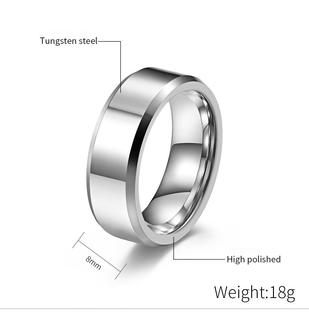 Wolframcarbid-Ring mit doppeltem Schrägschnitt – Hochglanz & Zeitlos