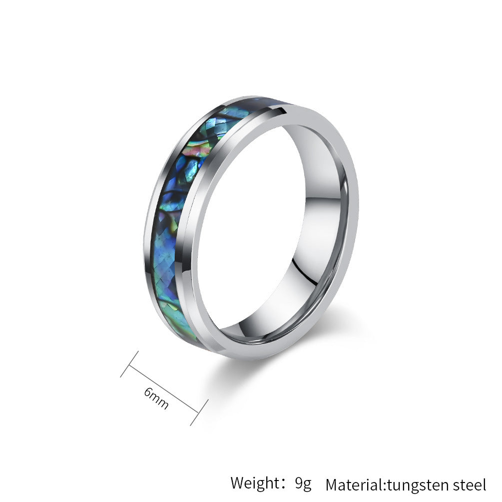 Wolframkarbid Paarringe mit Abalone-Einlage - Edle Partnerringe in Titanoptik - Kratzfeste Hochzeitsringe für Paare - Moderner Unisex-Schmuck