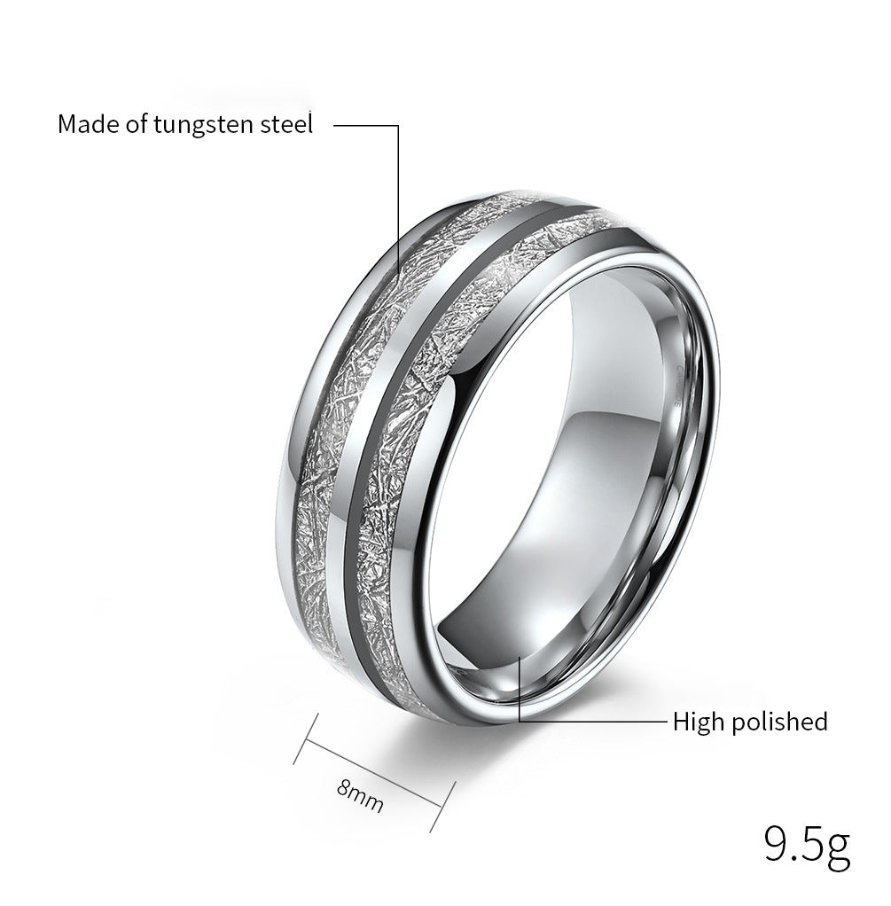 Wolframcarbid-Paarring mit Doppelrillen & Cool-Faser-Einlage – Minimalistisches Unisex-Design