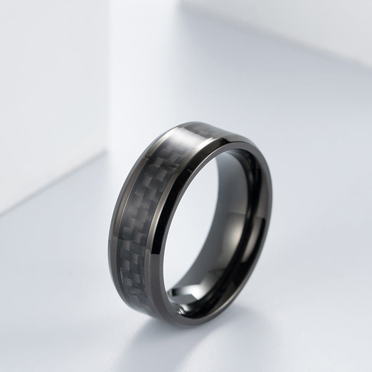 Titanium steel ring with carbon fiber - Modern men's jewelry - Lightweight & high-strength men's ring