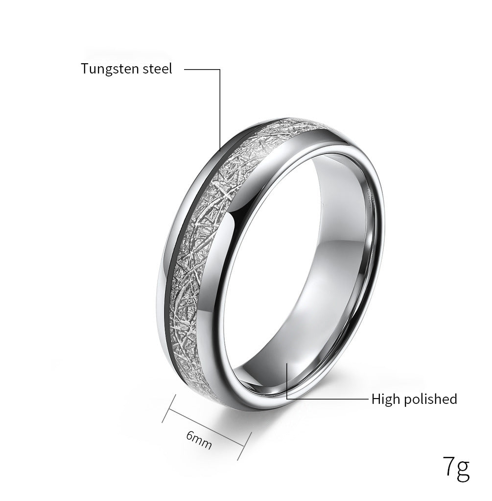 Geschwungener Wolframcarbid-Ring mit Kühlfaser-Einlage – Modernes Paarring-Set