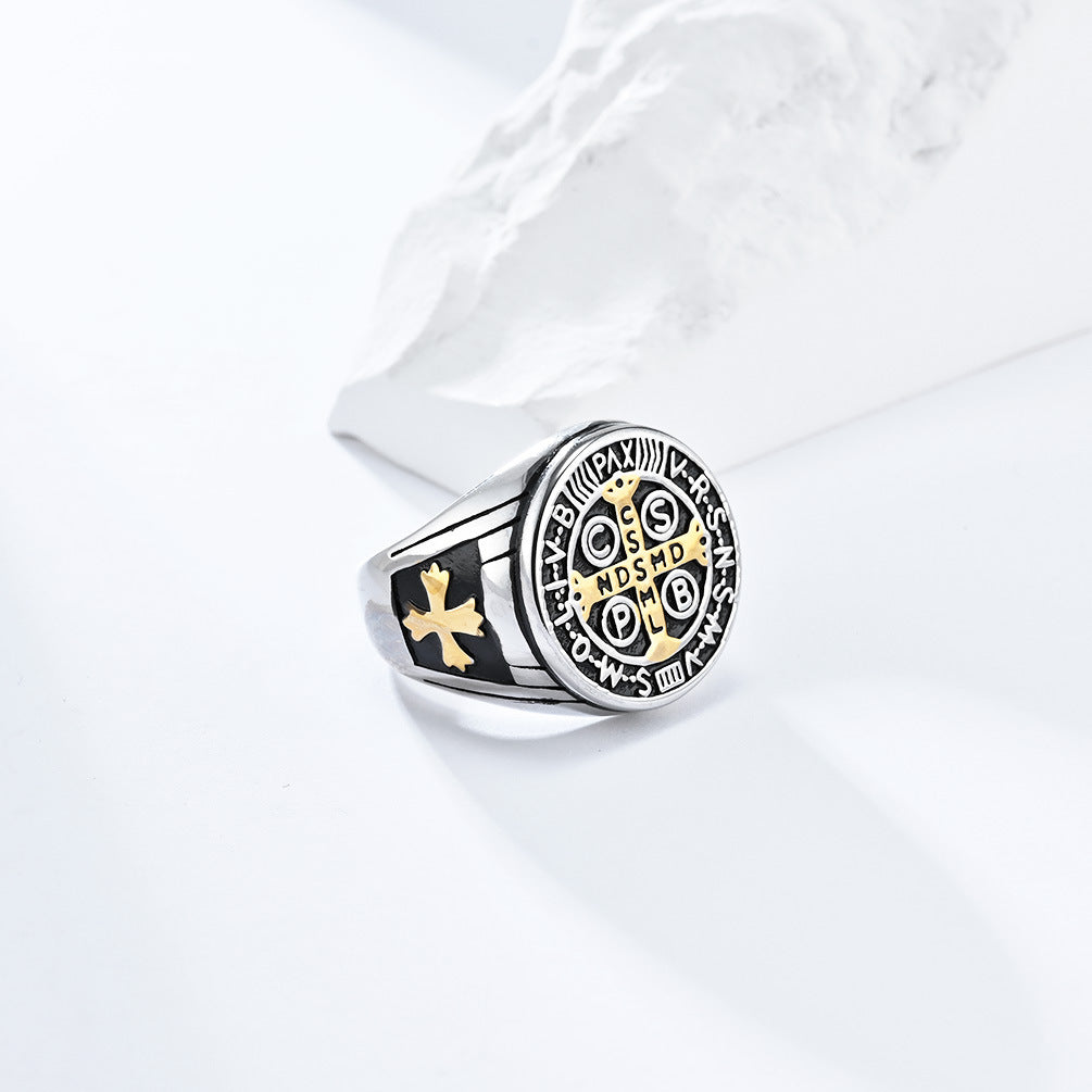 Gothic Cross Ring - Stainless Steel Men's Jewelry with Occult Design - Punk & Rock Accessory