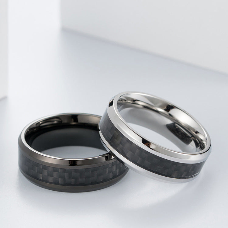 Titanium steel ring with carbon fiber - Modern men's jewelry - Lightweight & high-strength men's ring