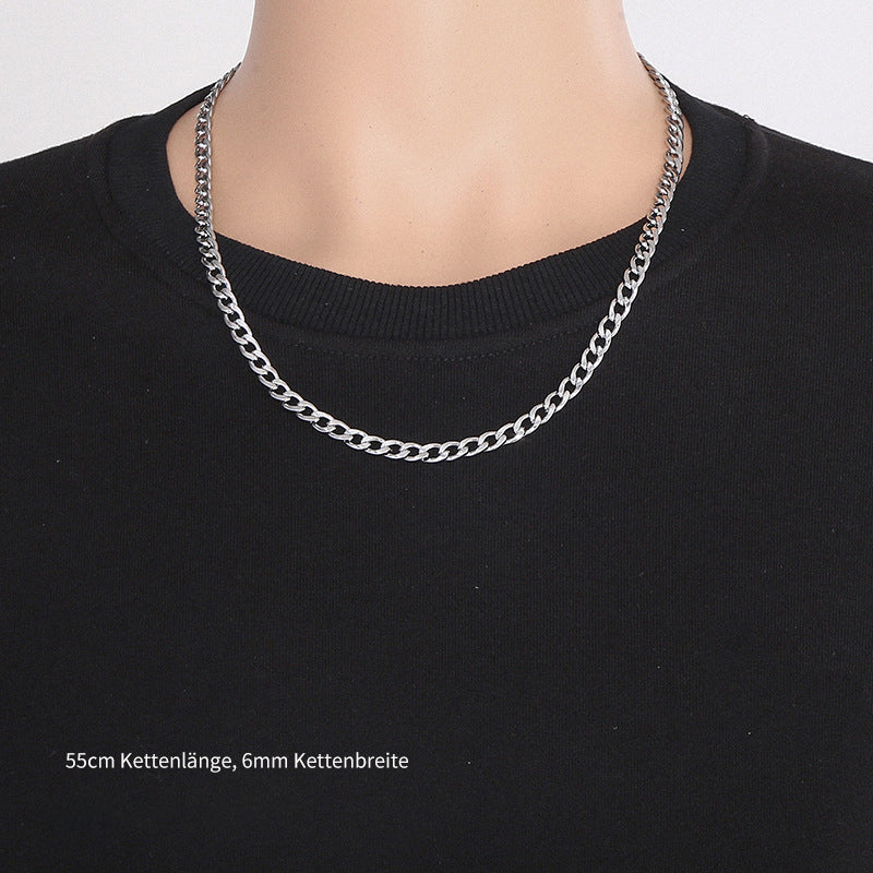 Minimalistische Edelstahl-Kubakette - Schlichte HipHop Halskette für Männer & Frauen - Robustes Cuban Link Chain Design