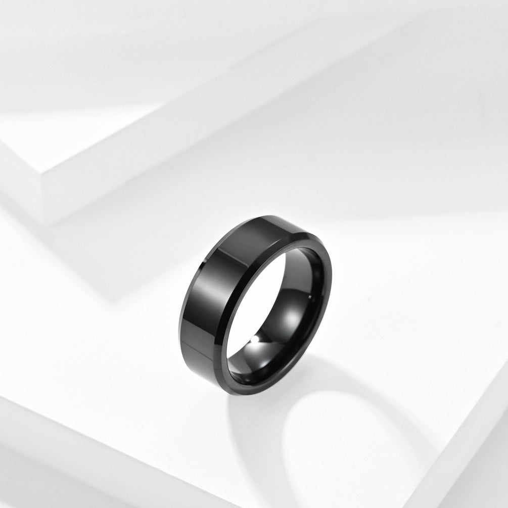 Wolframcarbid-Ring mit doppeltem Schrägschnitt – Hochglanz & Zeitlos