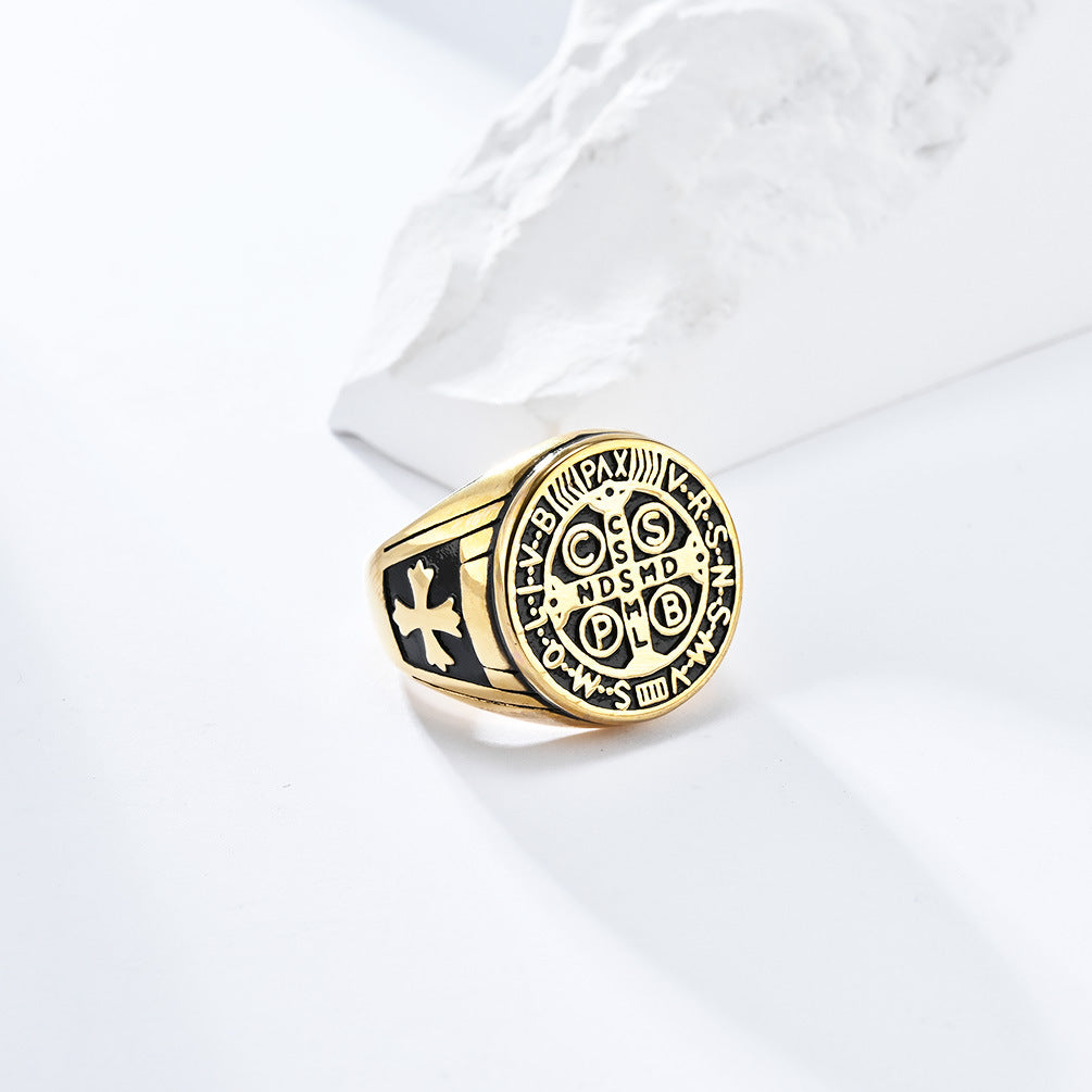 Gothic Cross Ring - Stainless Steel Men's Jewelry with Occult Design - Punk & Rock Accessory