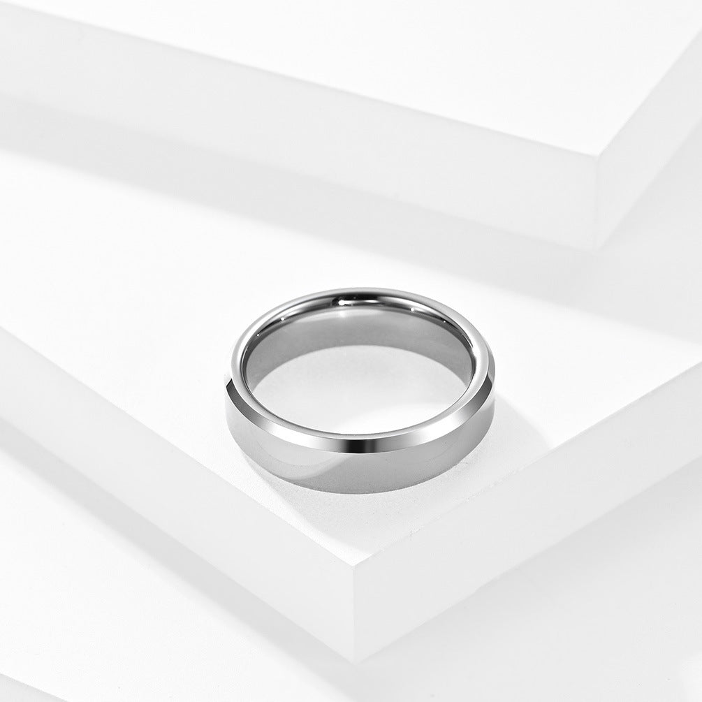 Wolframcarbid-Ring mit doppeltem Schrägschnitt – Hochglanz & Zeitlos