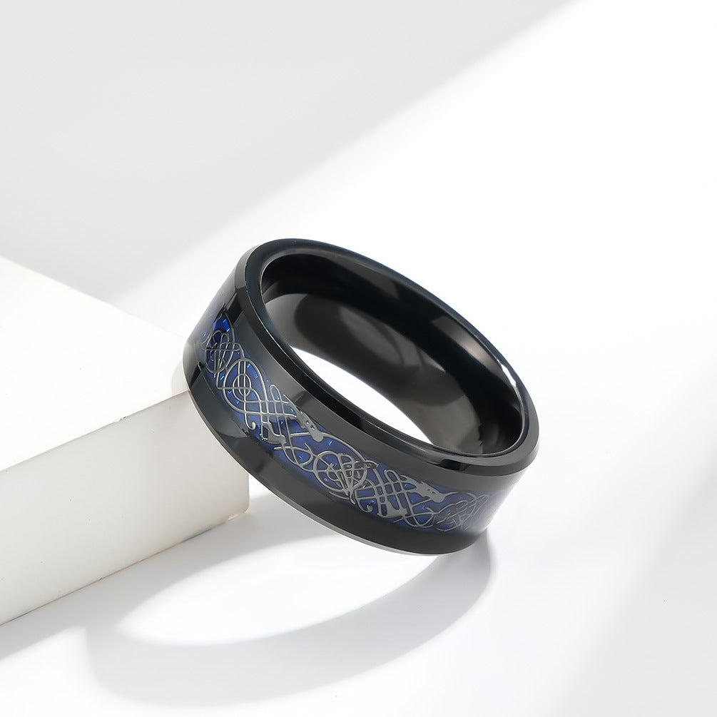 PIOWNN® Wolfram-Carbon Ring – Drachenmuster für Männer, kratzfest & stylisch