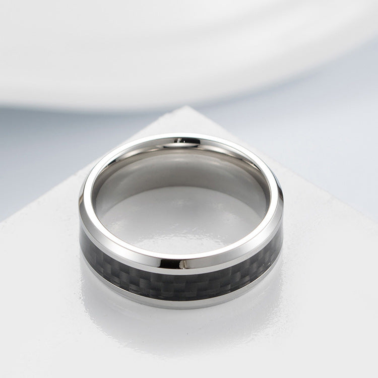 Titanium steel ring with carbon fiber - Modern men's jewelry - Lightweight & high-strength men's ring