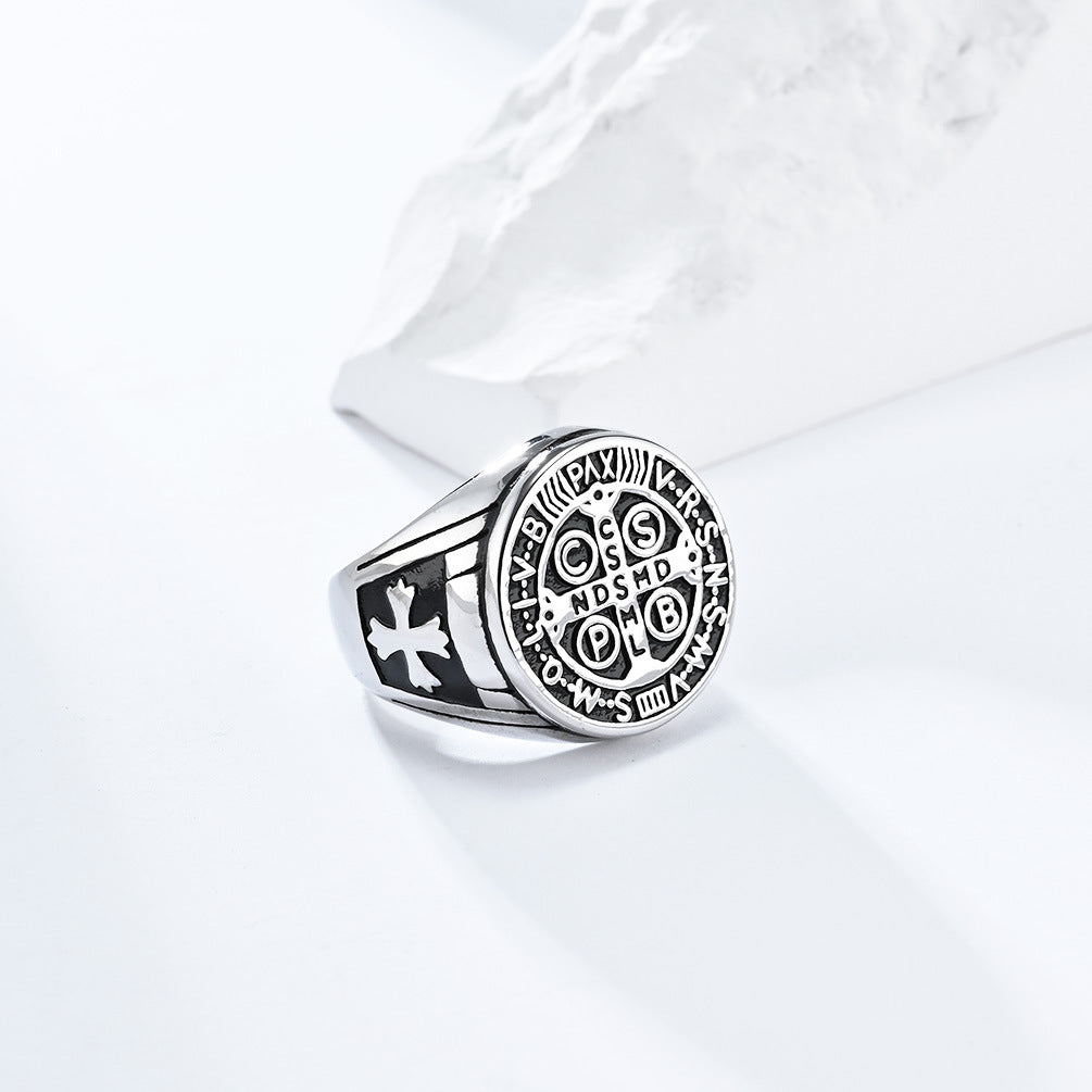 Gothic Cross Ring - Stainless Steel Men's Jewelry with Occult Design - Punk & Rock Accessory