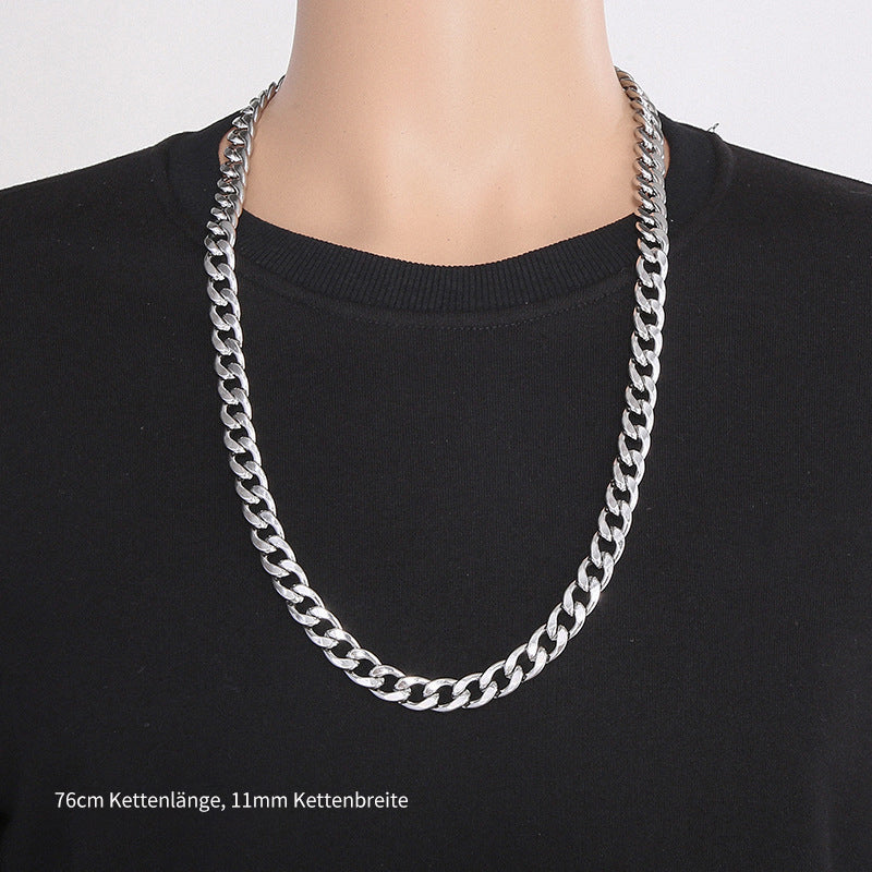 Minimalistische Edelstahl-Kubakette - Schlichte HipHop Halskette für Männer & Frauen - Robustes Cuban Link Chain Design