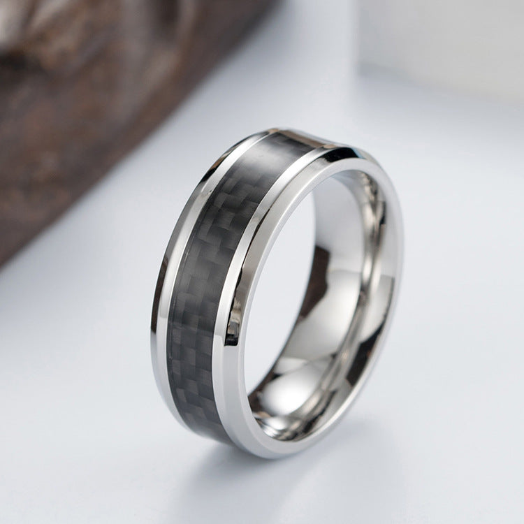 Titanium steel ring with carbon fiber - Modern men's jewelry - Lightweight & high-strength men's ring