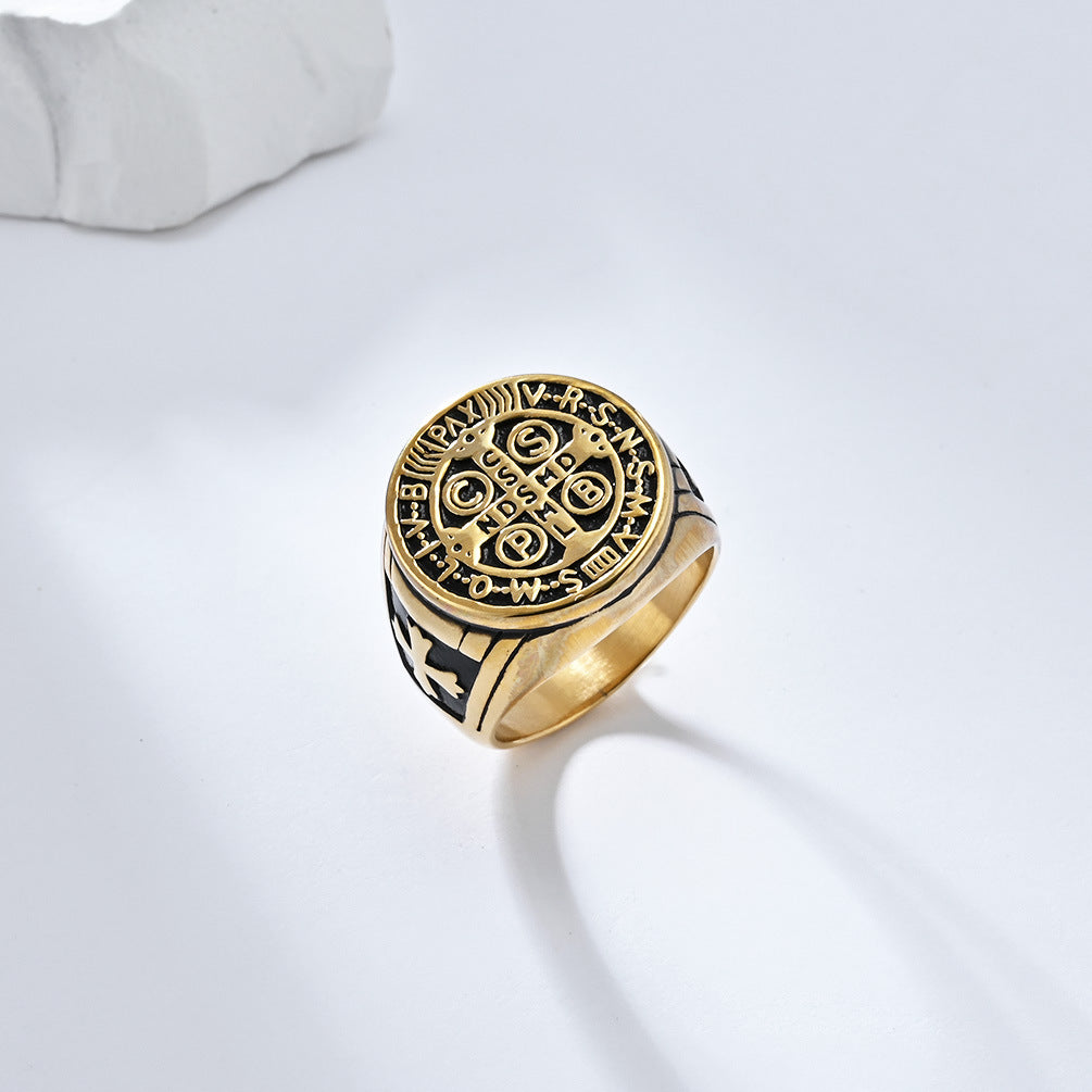 Gothic Cross Ring - Stainless Steel Men's Jewelry with Occult Design - Punk & Rock Accessory