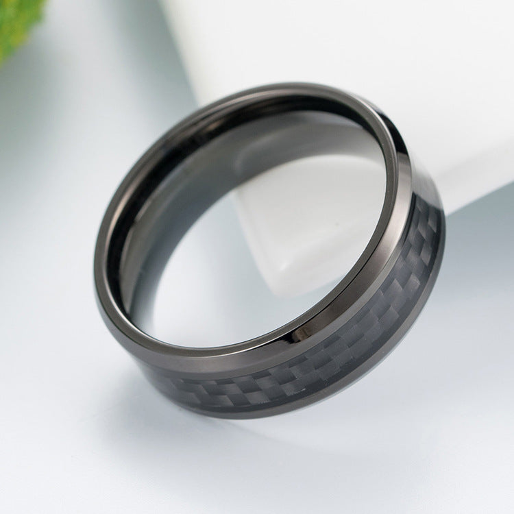 Titanium steel ring with carbon fiber - Modern men's jewelry - Lightweight & high-strength men's ring