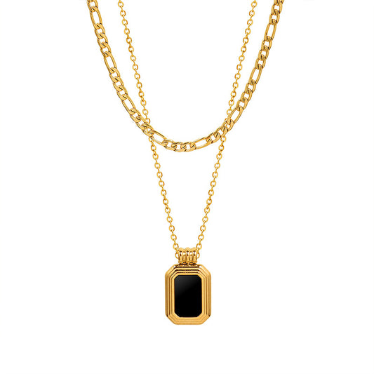 Modern acrylic necklace with angular design – Stackable look in gold or silver