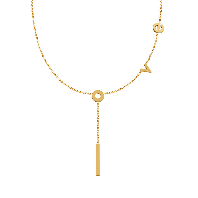 "LOVE" letter necklace – stainless steel pendant in 3 trendy colors