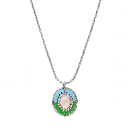 Natural shell necklace with lacquer finish – stainless steel in silver look