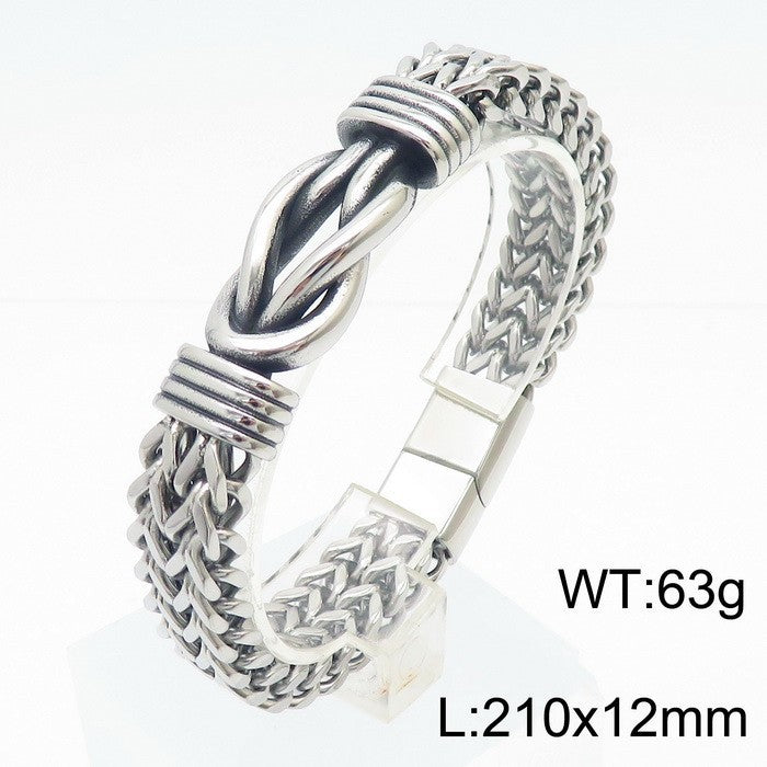 Men's stainless steel bracelet with a robust braided pattern - Timeless design for business & leisure