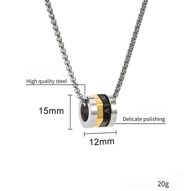 Drehbarer Zahlen Anhänger - Titanstahl Minimal Kette - Römische Ziffern Design