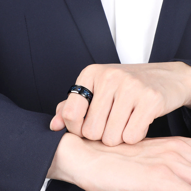 PIOWNN® 8mm Wolframcarbid-Ring mit Carbonfaser - Industrieller Herrenschmuck
