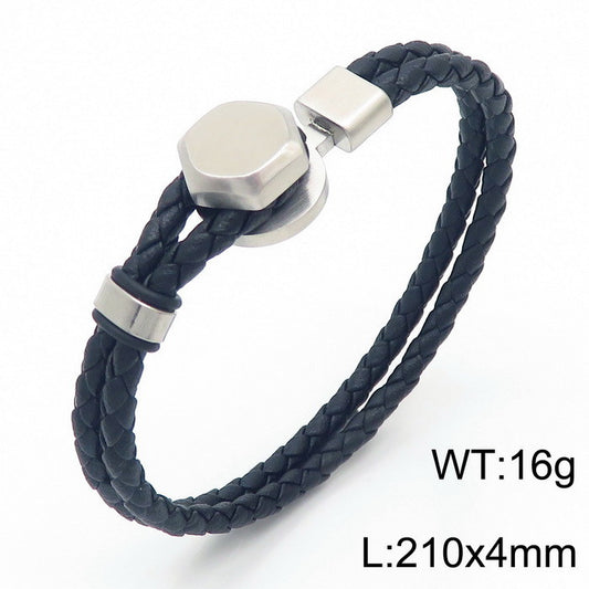 Retro leather bracelet with punk straps – double braided & individual